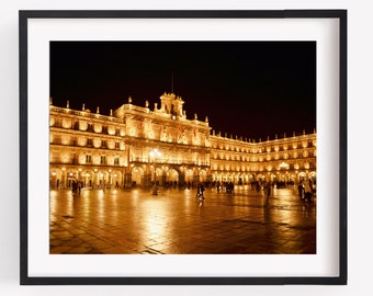 Salamanca Spain Plaza Mayor Photography Print, Europe Travel Decor Wall Art, Golden City, Black and White, or Color Print