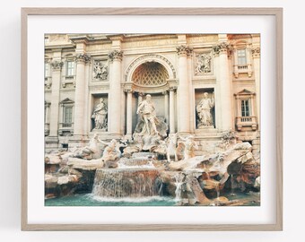 Rome Wall Art, Trevi Fountain, Rome Italy Print, Travel Decor, Europe Photography, Black and White, or Color