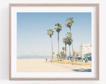 California Beach Photography, Venice Beach Bike Path, Los Angeles, LA, Black and White or Color, Horizontal or Square Wall Art