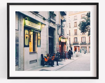 Madrid Print, Spain, Black and White Photography, Kitchen Decor, Restaurant Decor, Europe Wall Art Print, San Gines Chocolate Cafe