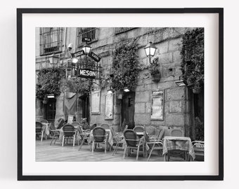 Spain, Madrid Print, Spanish Kitchen Decor, Black and White Photography, Restaurant Decor, Madrid Spain, Europe, Travel Wall Art Prints