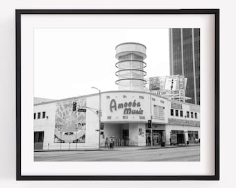 Los Angeles Print, Amoeba Music, Black and White Photography, Hollywood Sunset Boulevard, Retro LA Wall Art, Amoeba Records