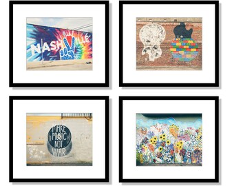 Set of 4 Prints, Nashville Wall Art, Street Art Prints, Music City, Dorm Decor, Nashville Gift