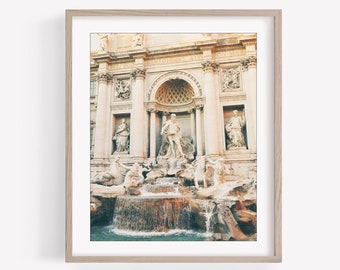 Rome Print, Trevi Fountain, Rome Italy Photography, Europe Wall Art, Travel Decor, Vertical Wall Art, Black and White, or Color