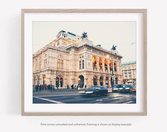 Vienna Opera House Photography Print, Travel Decor, Vienna Austria Wall Art, Europe Architecture, Black and White, or Color