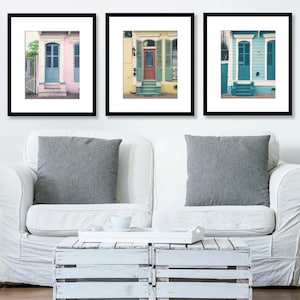 New Orleans Door Prints, New Orleans Photography, Set of 3 Prints, Colorful French Quarter Houses, New Orleans Wall Art, Fine Art Prints