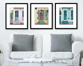 New Orleans Door Prints, New Orleans Photography, Set of 3 Prints, Colorful French Quarter Houses, New Orleans Wall Art, Fine Art Prints