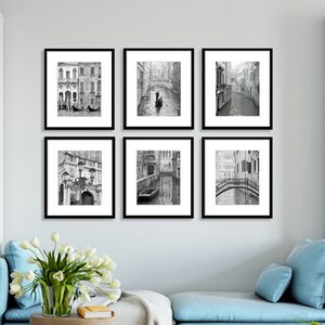 Venice Italy, Travel Decor, Set of 6 Prints, Black and White Photography, Gallery Wall, Print Set, Europe, Fine Art Print, Vertical Wall Art image 3