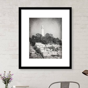 Coit Tower, San Francisco Photography, Black and White Print, Telegraph Hill, California, Fine Art Print, Vertical Wall Art, Home Decor