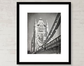 London Print, Tower Bridge, Black and White Photography, Travel Decor, Architecture, City Print, Europe, London Wall Art