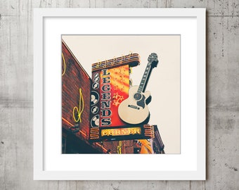 Nashville Wall Art, Legends Corner, Country Music Decor, Guitar, Bar Decor, Nashville TN, Color, or, Black and White Photography Print