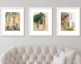 Set of 3 Prints, French Country Decor, Modern Farmhouse Decor, Provence France, European Village Photography Prints, Wall Art Set