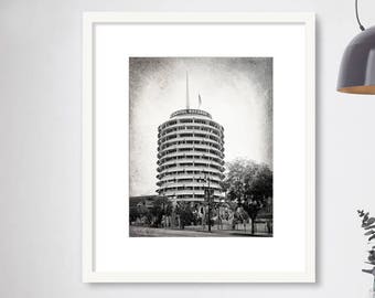 Los Angeles Photography Print, Capitol Records, Hollywood, California, LA Wall Art, Architecture, Fine Art Print, Black and White or color