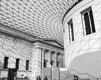 British Museum, London Photography Print, Black and White Photography, Architecture, Travel Decor Wall Art