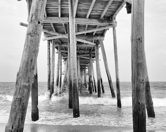 Black and White Beach Wall Art, Beach Decor, Pier Photography, Coastal Decor, Beach Wall Art, Vertical, Black and White or, Color Prints