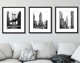 New York Print Set, Black and White Photography, Set of 3 Prints, New York City, NYC, Wall Art, Prints, Home Decor, Manhattan, Urban, Gift