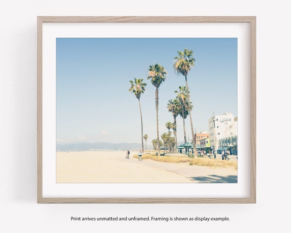 California Beach Photography, Venice Beach Bike Path, Los Angeles, LA, Black and White or Color, Horizontal or Square Wall Art