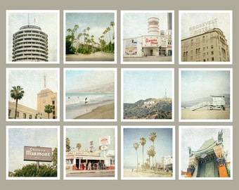 Los Angeles Prints, Los Angeles Art, LA Print Set, Los Angeles Photography, Beach, California, Gallery Wall, Los Angeles Gift, 5x5 prints