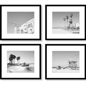 Venice Beach, Beach Decor, Venice Beach Sign, California Prints, Los Angeles Wall Art, Set of 4 Prints, Palm Trees, Venice Skate Park Black & White