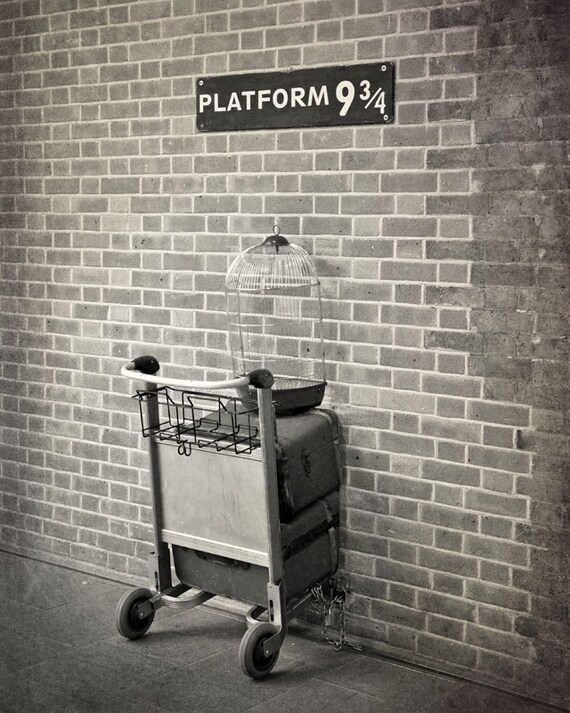 Platform 9 34 London Train Station Kings Cross Train Platform Black And White Photography Kids Room Decor Wall Art