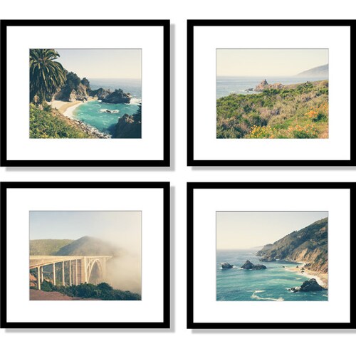 Set of 4 Prints Big Sur Photography California Coastal Wall Etsy