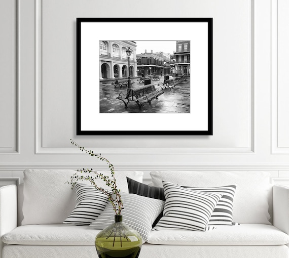 New Orleans Art, Black and White Photography Print, Jackson Square