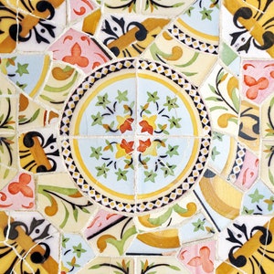 Spanish Tiles Print Set, Bathroom Decor Wall Art, Barcelona, Spain, Set of 4 prints image 6