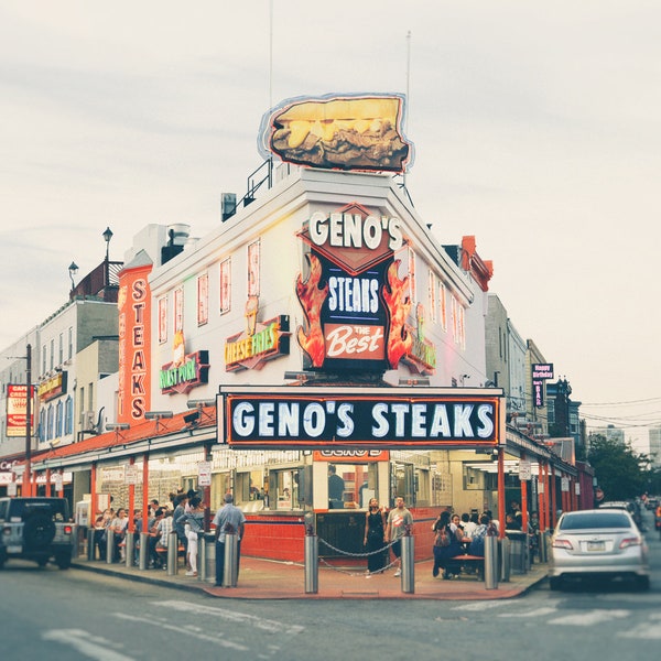 Genos Steaks, Philadelphia Print, Philly Wall Art, Black and White Photography
