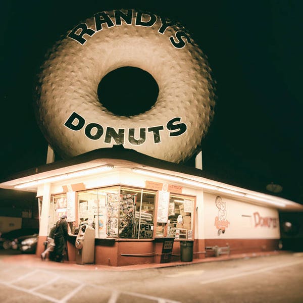 Randy's Donuts, Los Angeles Photography, Black and White, California, Retro, LA Wall Art, Fine Art Print, Kitchen Decor, Travel Print