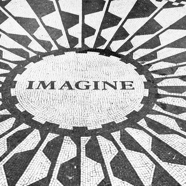 Imagine, Central Park, New York City Wall Art, Black and White Photography, John Lennon, Strawberry Fields