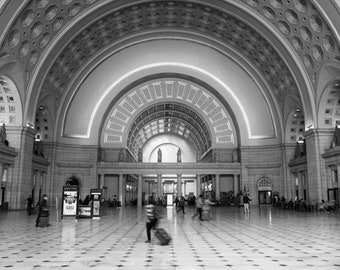 Union Station, Washington DC Art, DC Wall Art, Black and White, Photography Print, Architecture, Travel Decor, City Art