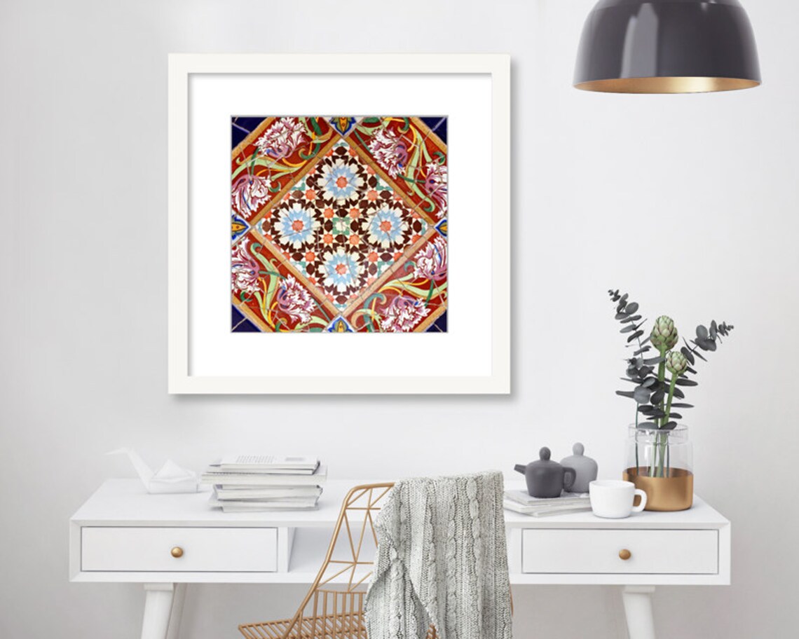 Spanish Tile Wall Art Floral Mosaic Girls Room Decor Etsy