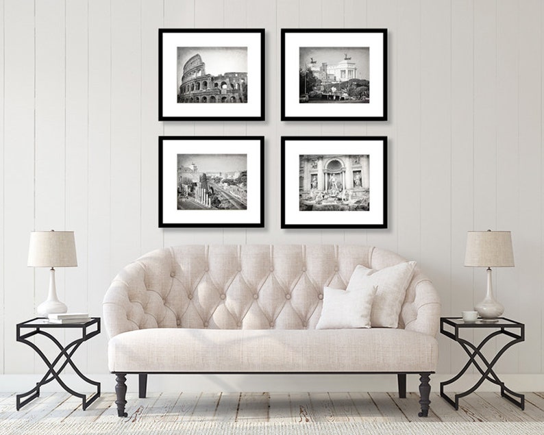 Rome Wall Art Print Set Black and White Photography Italy | Etsy