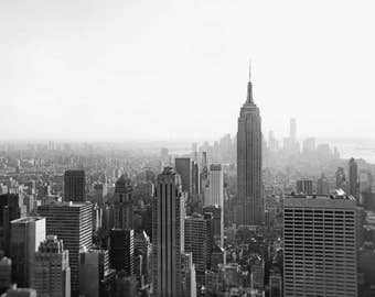 New York Skyline, Black and White Photography, New York Print, Empire State Building, Skyscrapers, New York Wall Art, NYC, Office Decor