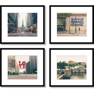 Philadelphia, Set of 4 Prints, Wall Art, Fine Art Photography Prints, City Hall, Reading Terminal Market, Love Park, Museum of Art