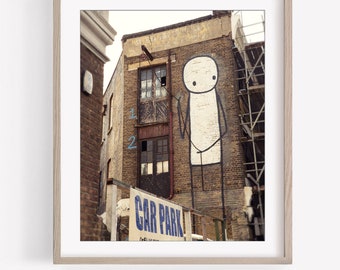 STIK Street Art Graffiti Wall Art Print, Black and White or Color, London Photography, Urban Decor