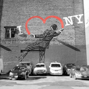 New York City, Graffiti Wall Art, NYC, Black and White Photography, Red, Street Art, Urban, New York Wall Art, Home Decor, New York Gift