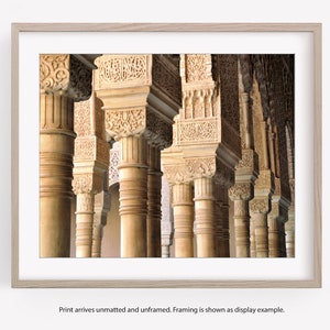 Alhambra Black and White Photography Print, Granada Spain, Travel Decor Wall Art, Alhambra Columns Color