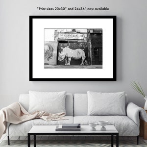 London Street Art Photography Print, Black and White Photo, Graffiti, Urban Wall Art, I am a Unicorn, Rhino Print image 9