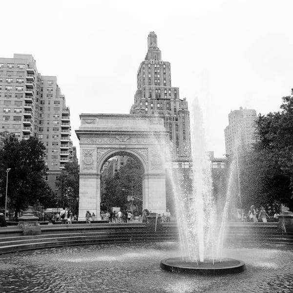 Washington Square Park, New York Print, Black and White Photography, New York City Wall Art, NYC Decor, Arch, Fountain, Greenwich Village