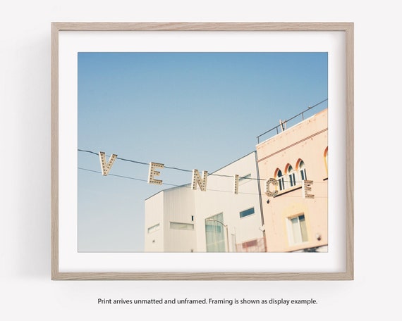 Venice Beach Sign Print, Los Angeles, California Photography, Beach Decor, Black and White or Color, Horizontal or Square Wall Art