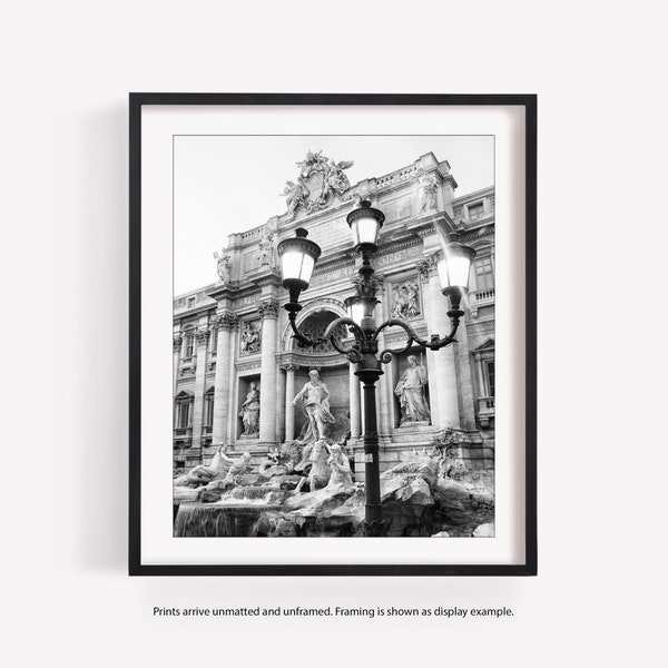 Trevi Fountain, Rome Photography Print, Black and White Photography, Travel Decor Wall Art