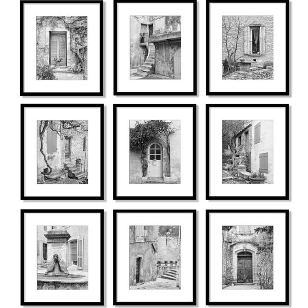 Black and White Photography Gallery Wall Art Set, Europe Doors Windows, Provence France, Modern Farmhouse Decor, French Country Decor