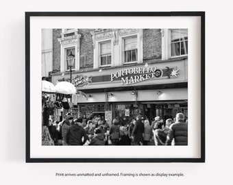 Portobello Market Notting Hill London Photography Print, Black and White or Color, Europe Decor, Travel Wall Art, London Gift