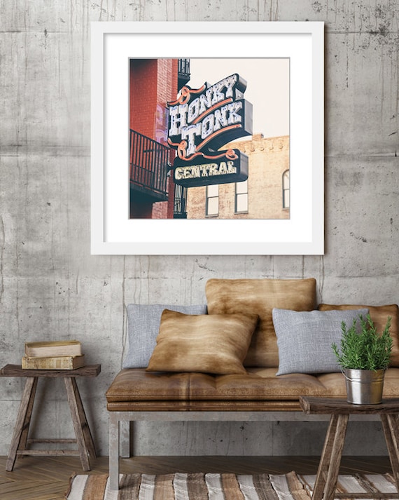 Nashville Print, Honky Tonk, Country Music Decor, Wall Art, Black and White Photography, Bar Decor, Nashville TN, Music City