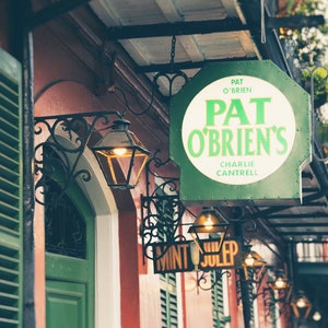 Pat O'Brien's, New Orleans Photography Print, Bourbon Street French Quarter Bar Sign, Hurricane Cocktails and Mint Juleps
