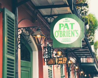 Pat O'Brien's, New Orleans Photography Print, Bourbon Street French Quarter Bar Sign, Hurricane Cocktails and Mint Juleps