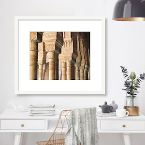 Alhambra Black and White Photography Print, Granada Spain, Travel Decor Wall Art, Alhambra Columns image 6