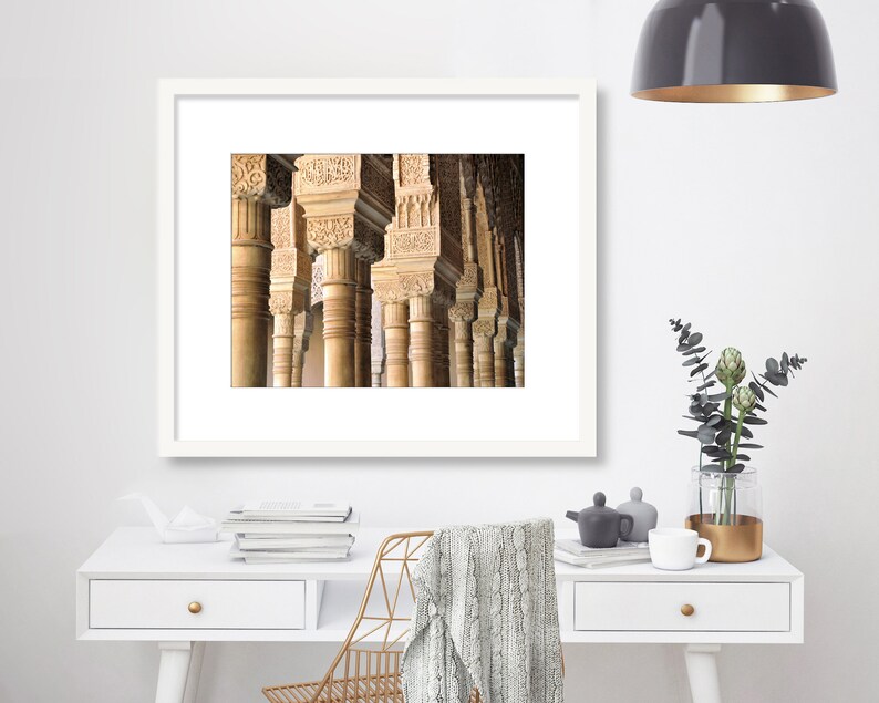 Alhambra Black and White Photography Print, Granada Spain, Travel Decor Wall Art, Alhambra Columns image 6