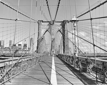 Brooklyn Bridge, New York Wall Art,  Black and White, New York Print, NYC Photography, Manhattan Skyline, Office Decor, Architecture